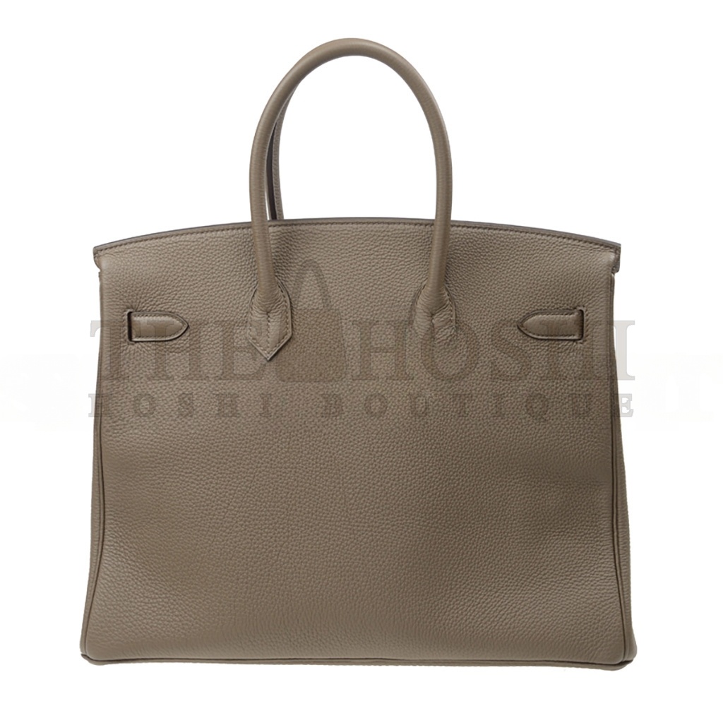 H**me5 BIRKIN 35 TOGO LEATHER TRENCH COAT GREY AND SILVER BUTTONS BAG BK3516TGSS (35*28*18cm) Master Quality